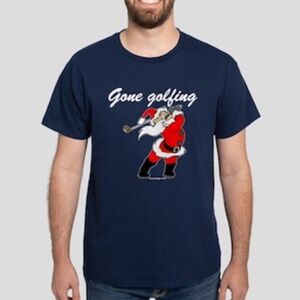 Gildan Santa's Gone Golfing Funny Black Holiday Tee Shirt Short Sleeve Men’s XL